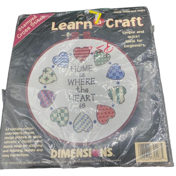 Dimensions LEARN A CRAFT Kit Stamped Cross Stitch #72408 Home & Heart - Picture 1 of 5